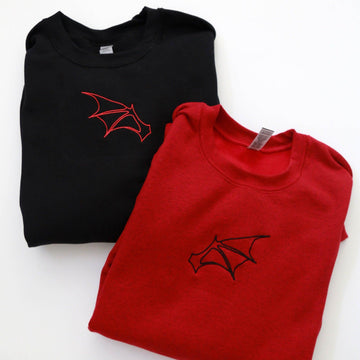 Custom Bat Wing Embroidered Matching Set Couple Sweatshirt Hoodies