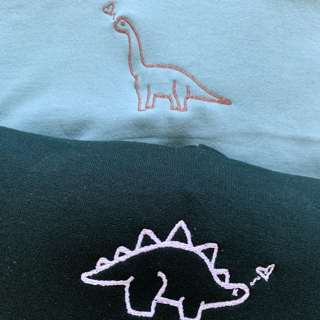 Custom Dinosaurs Embroidered Matching Set Couple Sweatshirt Hoodies