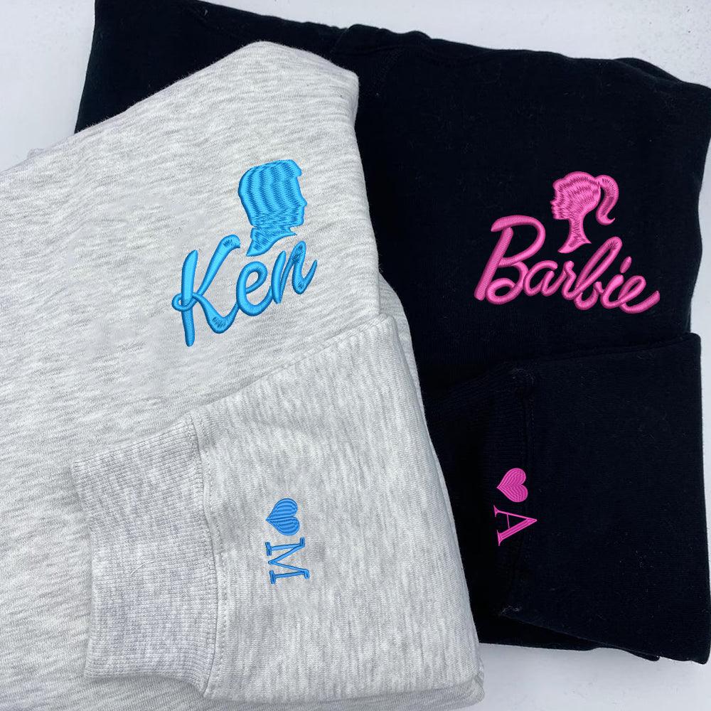 Custom Barb and Ken Embroidered Couples Matching Embroidered Sweatshirt Hoodies