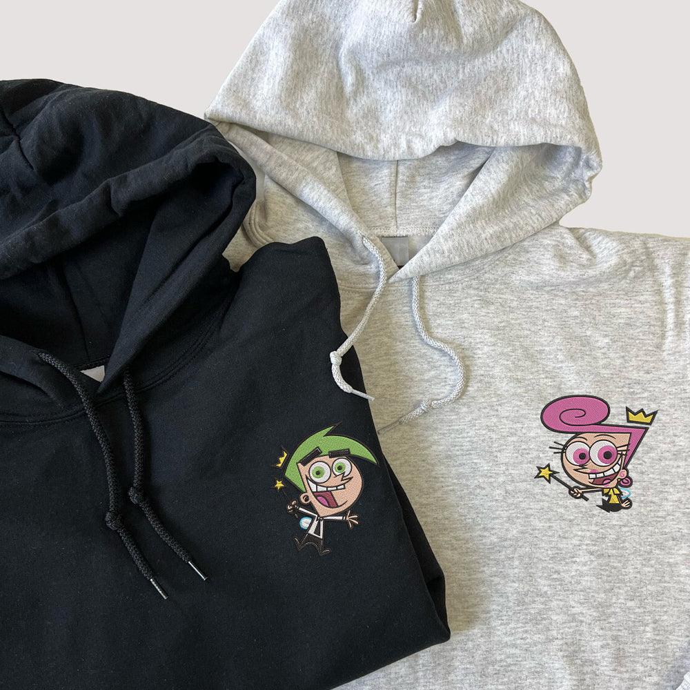 Custom Embroidered Hoodies For Couples, Couples With Matching Hoodies, His Her Hoodies, Cute Fairy Couples Embroidered Hoodie