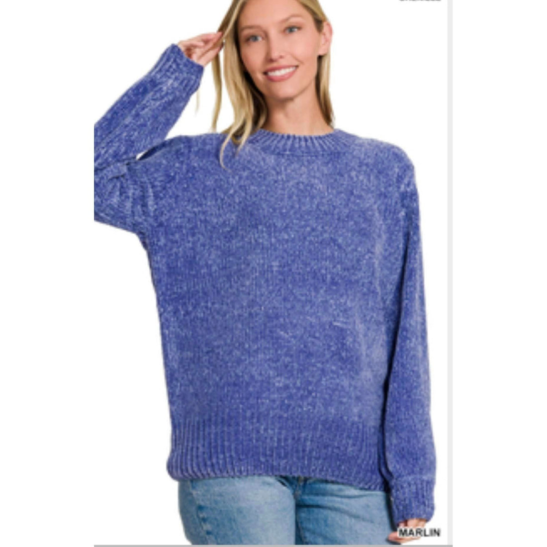 Chenille Round Neck Sweaters 4 colors S/M & L/XL ~