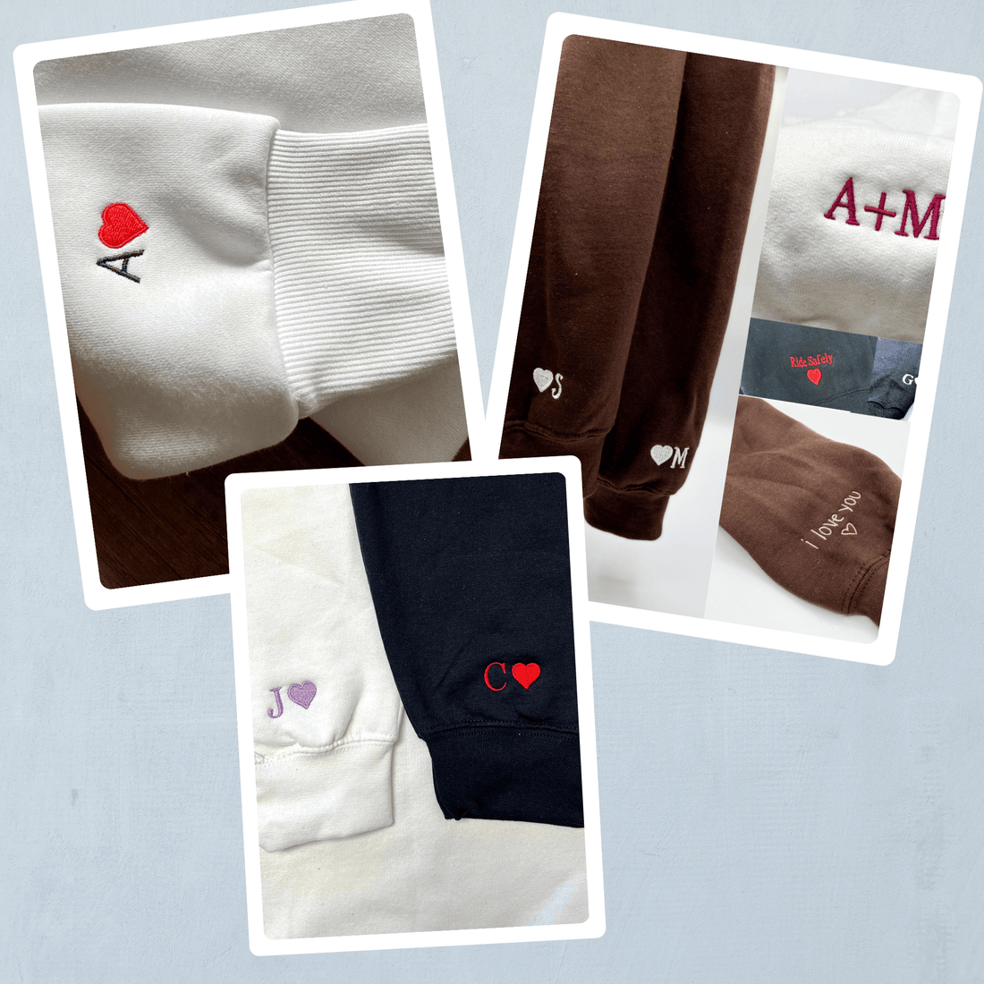 Custom Embroidered Hoodies For Couples, Custom Matching Couple Hoodies, Cute Cartoon Couples Roman Numeral Date Embroidered Matching Couples Hoodie